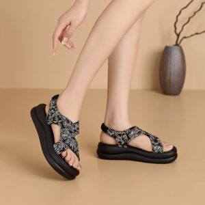 Sandal Nữ Cao 5Cm Thêu Hoa AG0005